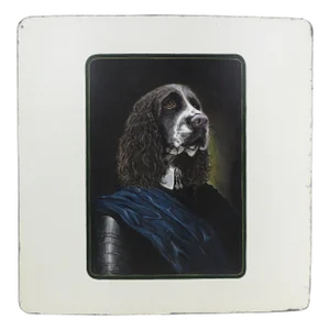 Vintage Iron Plate Oil Painting Dog Portrait