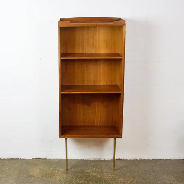 Oswald Haerdtl Mid-Century Austrian Walnut and Brass Wall Shelf attributed to Oswald Haerdtl, 1950s For Sale - Image 4 of 12