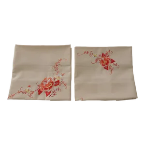 Orange & Pink Embroidered Cotton King Pillowcases/Covers - Set of 2