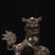 Metal Pair of Antique Gilt Bronze Guardian Lions – 8.7" Foo Dogs on Drum Bases With Cub & Ball For Sale - Image 7 of 9