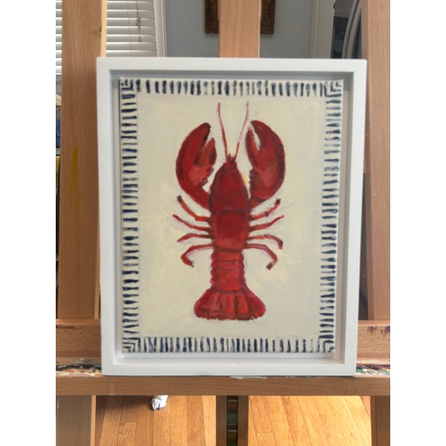 Lobster in White Contemporary Frame an Original Painting by Michelle Heimann. For Sale - Image 4 of 4