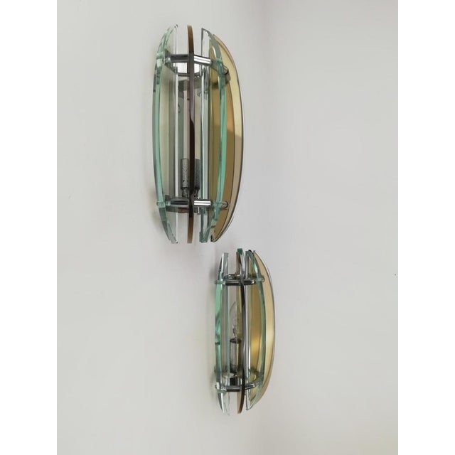 Wall Sconces in Colored Glass and Chrome from Veca, Italy, 1970s, Set of 2 For Sale - Image 4 of 18