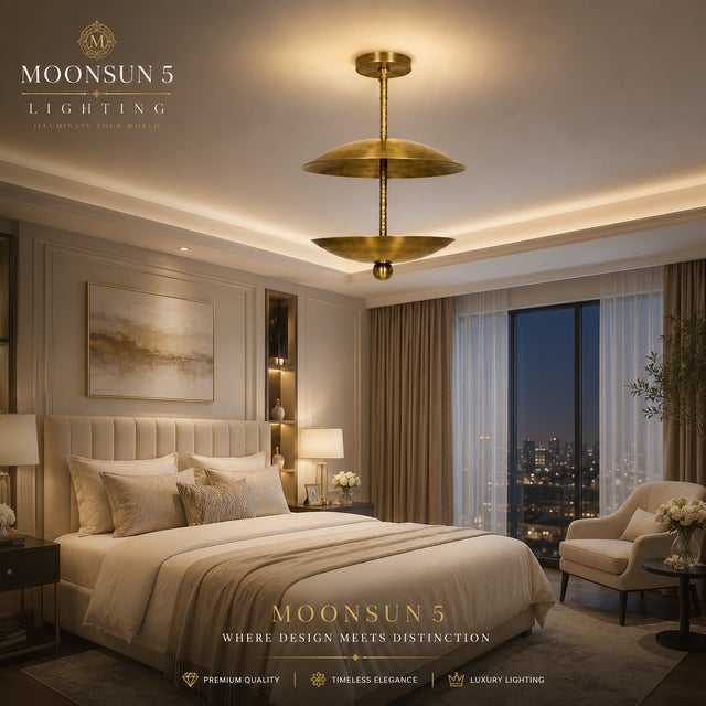 Handmade Brass Chandelier – Mid Century Modern Ceiling Light Fixture Elevate your interior with this stunning handmade...