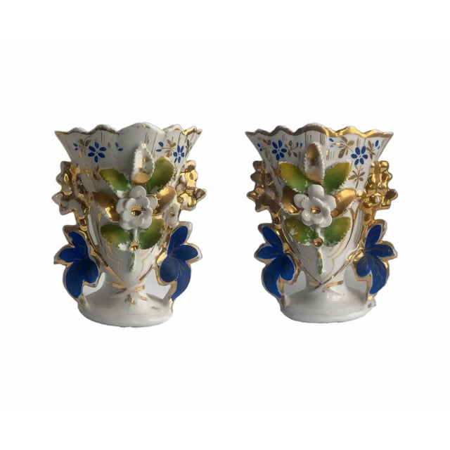 Ceramic European Porcelain Vases - A Pair For Sale - Image 7 of 9