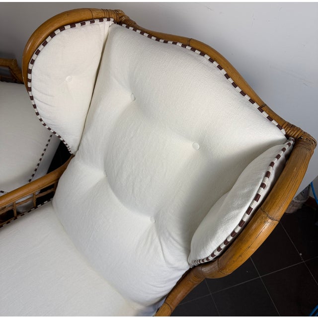 White Vintage Bamboo Armchairs, 1990, Set of 2 For Sale - Image 8 of 15