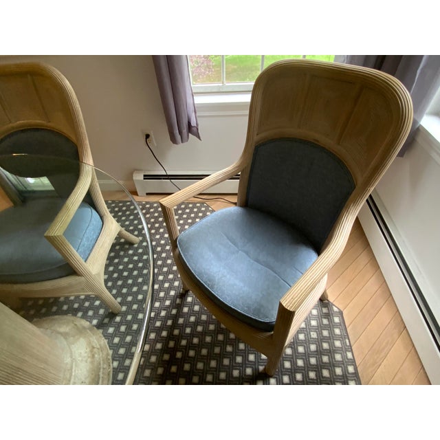Wood 20th Century Glass Top Dining Table and Four Arm Chairs For Sale - Image 7 of 12