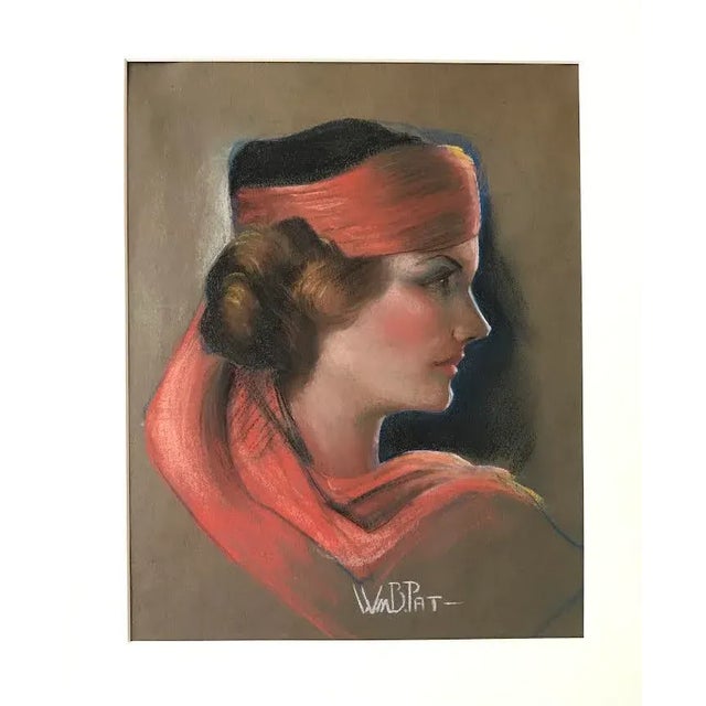 An original vintage Art Deco era circa 1930 pastel portrait of a woman by William B. Pattengill. Pastel on paper signed...