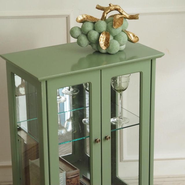 Small Display Cabinet in Pastel Green with Mirrored Back Panel For Sale - Image 9 of 16