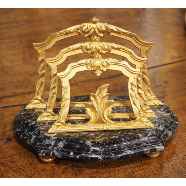 A Small French Louis XV Style Carved Marble and Gilt Bronze Letter Carrier, 20th C. For Sale - Image 15 of 18