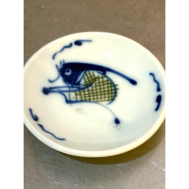 Chinese Small Hand-Painted Blue/White Ceramic Chinese Fish Plate For Sale - Image 3 of 3
