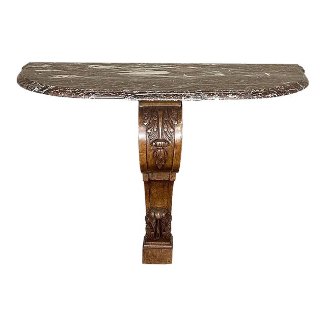 19th Century French Louis XIV Walnut Marble Top Console For Sale