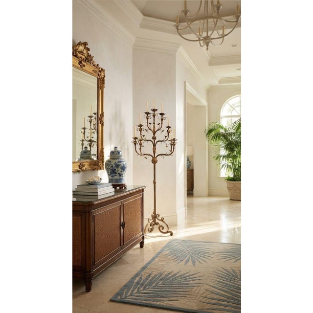 Vintage Florentine Style Gilt Wrought Iron Floor Candelabra For Sale - Image 11 of 12