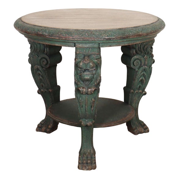 German Carved Oak Lamp Table, 1890s For Sale