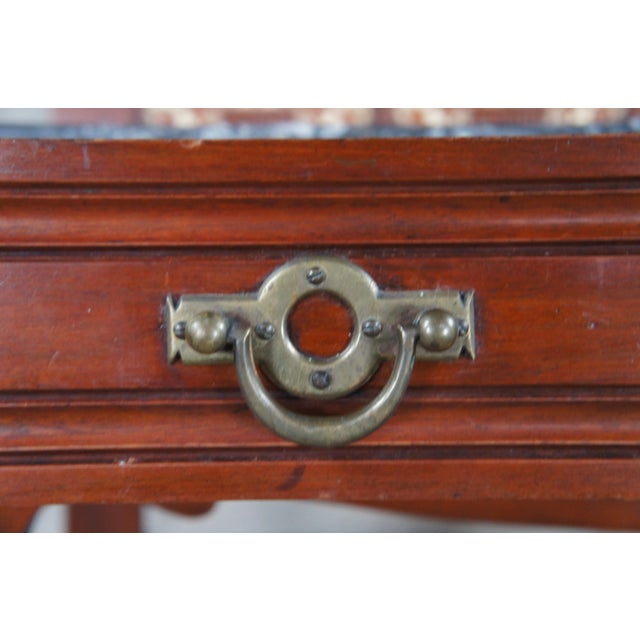 Late 19th Century Antique Arts & Crafts Mahogany Hall Tree Stand Entry Console With Marble & Mirror For Sale - Image 9 of 12