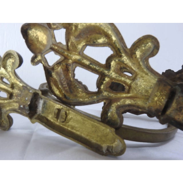 French Bronze Curtain Tie Back Hooks With Faces For Sale - Image 10 of 11