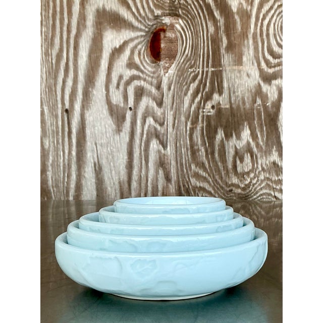 Ceramic Vintage Asian Glazed Ceramic Stacking Bowls - Set of 5 For Sale - Image 7 of 10