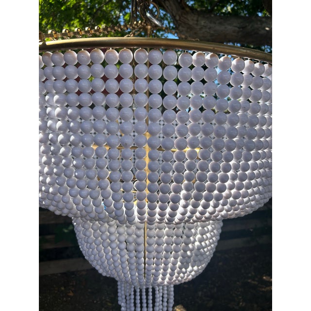 2020s Visual Comfort Signature Aerin "Jacqueline" Unused Two-Tier Chandelier - Antique Brass & White Acrylic For Sale - Image 5 of 12