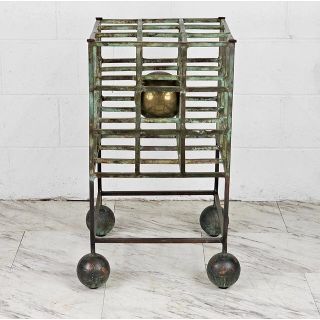 Bronze 1980s Artisan Made Solid Bronze & Brass Dining Table With Beveled Glass Top For Sale - Image 8 of 9