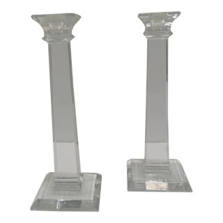 Tiffany & Co. Crystal Classic Columns Candle Holders - Set of 2 For Sale
