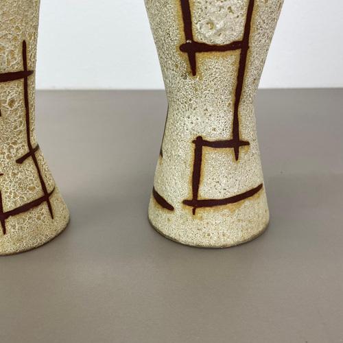 WGP Bamboo Ceramic Fat Lava Vases attributed to Scheurich, Germany, 1970s, Set of 2 For Sale - Image 13 of 18