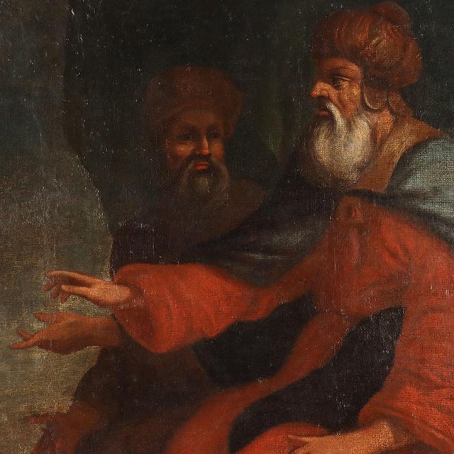 Textile Painting Biblical Scene, Oil on Canvas For Sale - Image 7 of 13