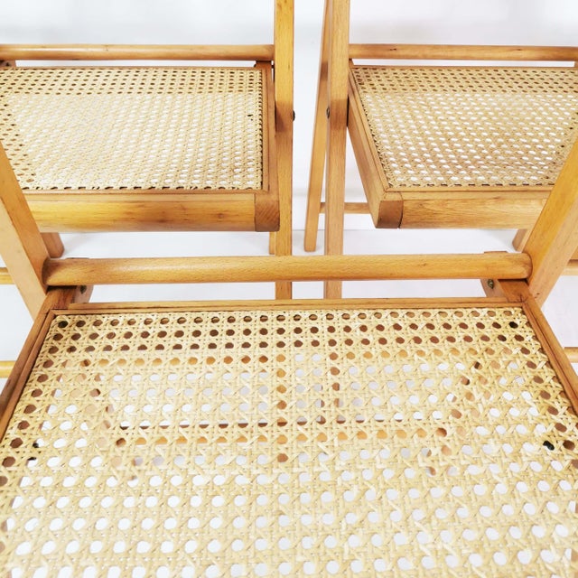 Vintage Folding Chairs with Raffia, Germany, 1980s, Set of 5 For Sale - Image 11 of 16