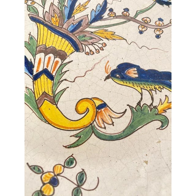 19th Century French Faience Plates with Bird Pattern in Blue, Green, Set of 4 For Sale - Image 9 of 10
