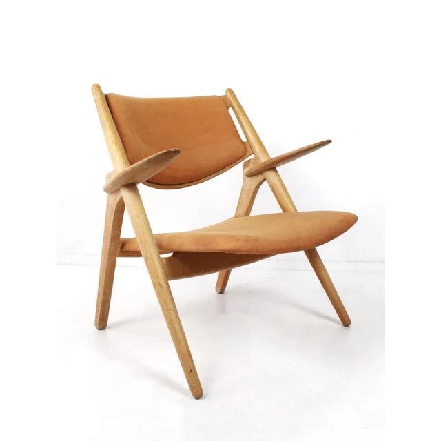 Brown Ch28 Sawbuck Armchair by Hans J. Wegner for Carl Hansen & Son, Denmark, 1970s For Sale - Image 8 of 9