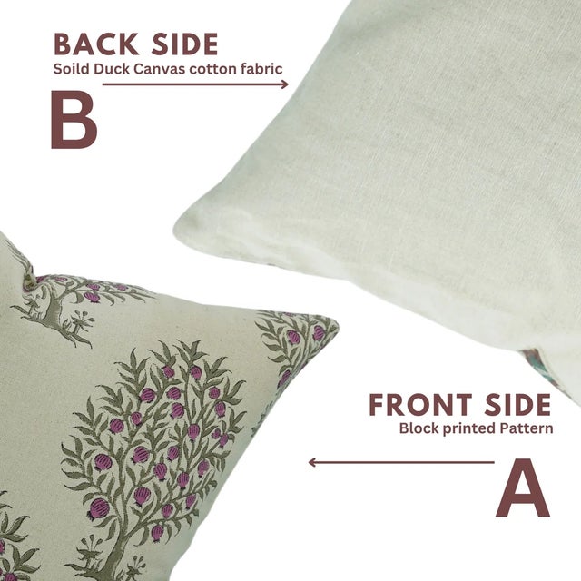 Art Deco Fabdivine Artisan Block Print Throw Pillow Cover 14x14 Inch Duck Canvas-Anar For Sale - Image 3 of 5