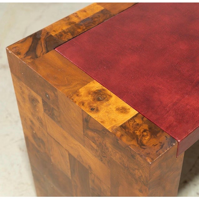 Mid-Century Modern 1970s Paul Evans Cityscape Patchwork Burl Desk For Sale - Image 3 of 14