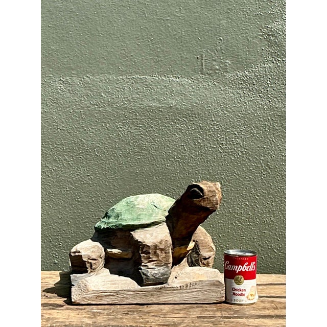 Vintage Hand Carved Turtle Sculpture For Sale - Image 4 of 12