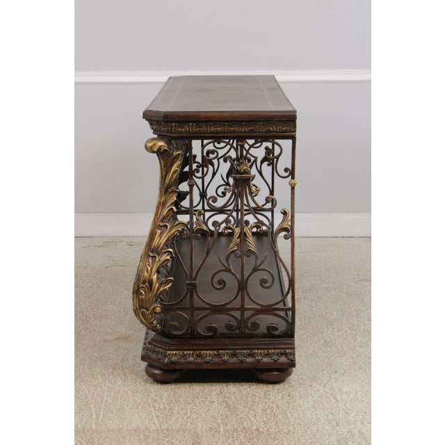 Designer Metal Base Leather Top Console Table For Sale - Image 18 of 18
