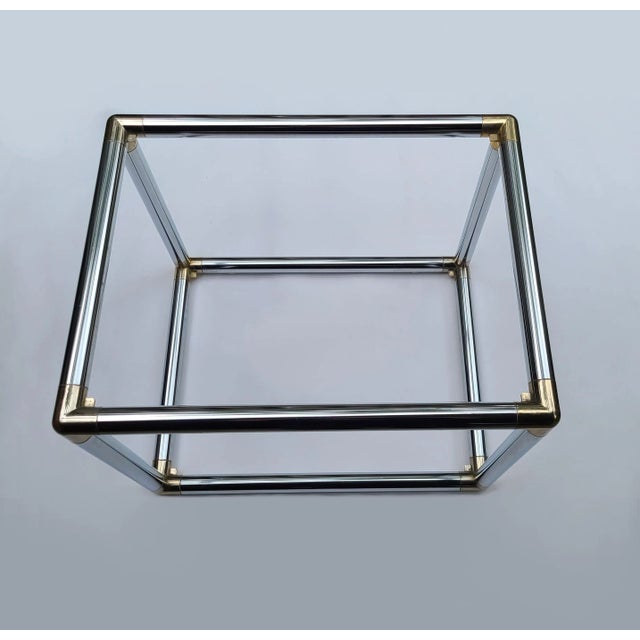 1970s Chrome Tubular Cube Cocktail Table W/Smoke Glass Pane Shelves in the Style of Milo Baughman For Sale In Detroit - Image 6 of 12