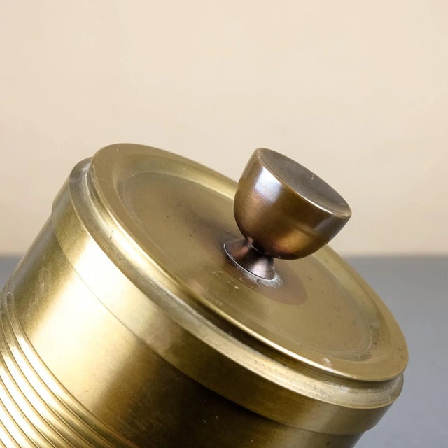 Metal Bauhaus Hand-Turned Brass Box with Copper Handle, 1930s For Sale - Image 7 of 12