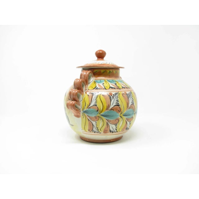Mexican Vintage Mayolica Santa Rosa Folk Art Mexican Majolica Pottery Lidded Urn or Jar With Fruit Decoration For Sale - Image 3 of 13