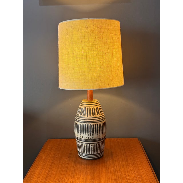 Gordon & Jane Martz design table lamp for Marshall Studios. Uncommon model with an encized repeating pattern. Original...