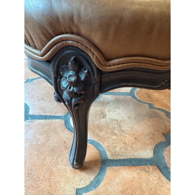 Early 20th Century Old Leather Footstool For Sale - Image 5 of 7