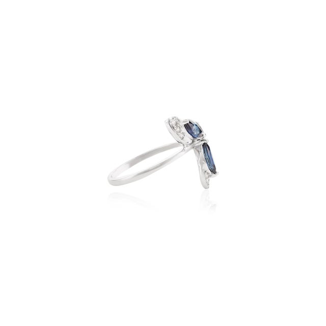 Not Yet Made - Made To Order Marquise Shape Blue Sapphire Flower Shape Ring Size 7 For Sale - Image 5 of 7