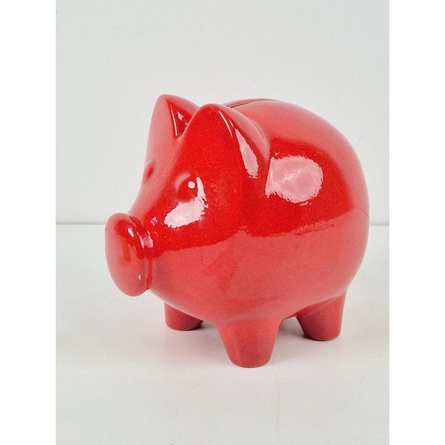 Vintage Ceramic Red Piggy Bank from Scheurich Keramik, 1970s For Sale - Image 4 of 9