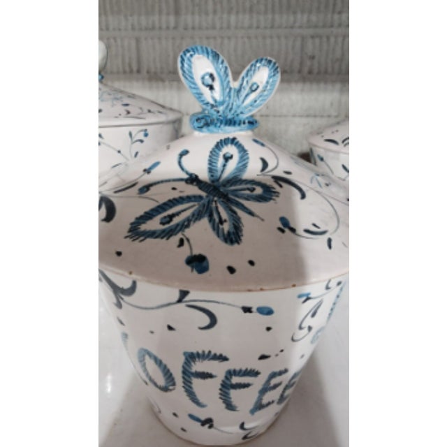 Italian Hand Painted, Signed and Numbered Limited-Edition Italian Pottery Canister Set For Sale - Image 3 of 6