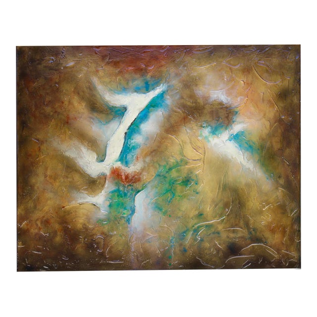 5' Signed Modern Contemporary Abstract Painting For Sale