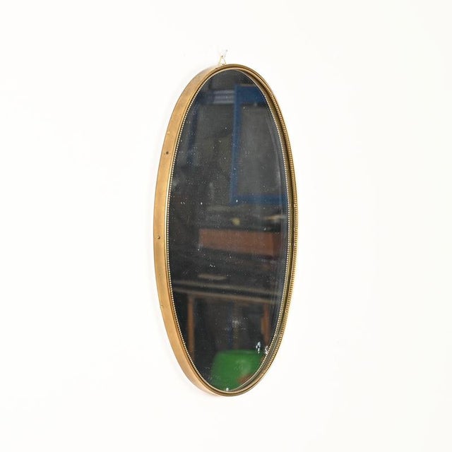 Gio Ponti Vintage Oval Mirror in Brass by Gio Ponti, Italy, 1950s For Sale - Image 4 of 10