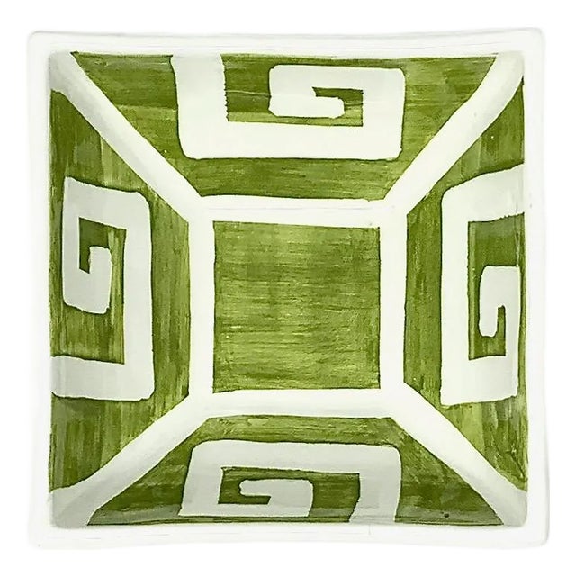 Greek Key Square Dip Cup | Green, Made in Italy For Sale