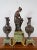 Late 19th Century Antique Bronze Hirondelle Blessee Alfred Foretay Garniture Mantel Clock & Urns For Sale - Image 5 of 11