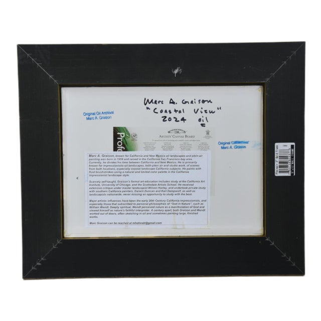 Marc Graison, California Coastal Painting Including the Antiqued Gold Wood Frame For Sale - Image 4 of 5
