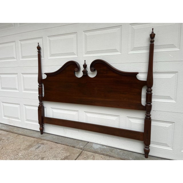 Traditional 1970s Ethan Allen Georgian Court Queen Cherry 4-Poster Headboard For Sale - Image 3 of 12