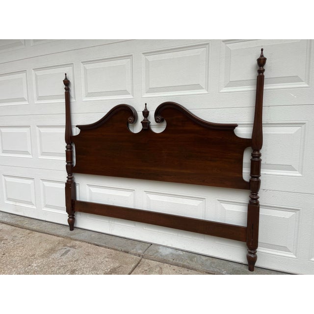 Traditional 1970s Ethan Allen Georgian Court Queen Cherry Poster Headboard For Sale - Image 3 of 12