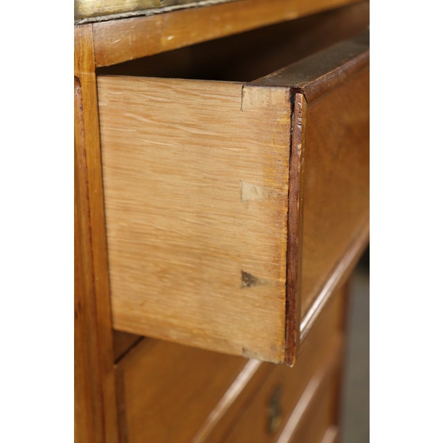 Maison Jansen French Louis XVI Style Bronze Mounted Marble Top Mahogany High Chest C. 1940's For Sale - Image 4 of 14