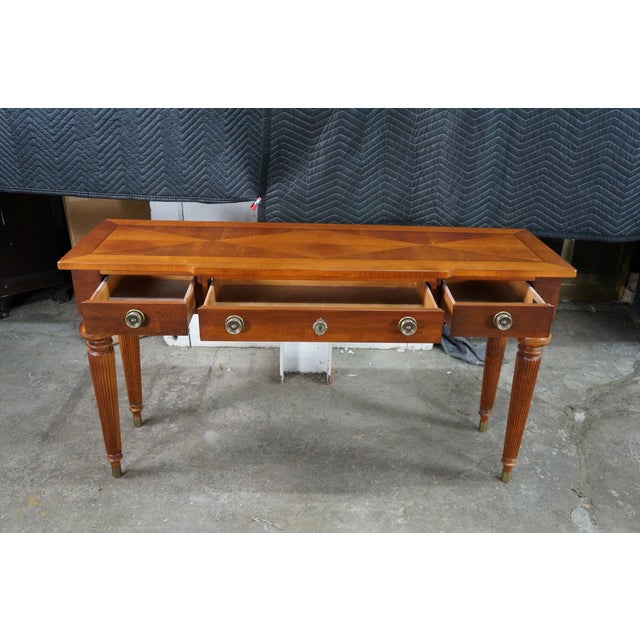 Lexington Neoclassical Cherry Parquetry Breakfront Console Sofa Hall Table 54" For Sale - Image 12 of 18