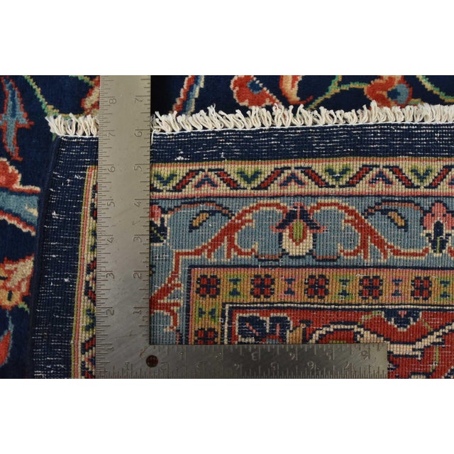 Sarouk Rug 10′ X 13’5” Blue Wool Vintage Traditional Hand-Knotted Carpet For Sale - Image 15 of 15